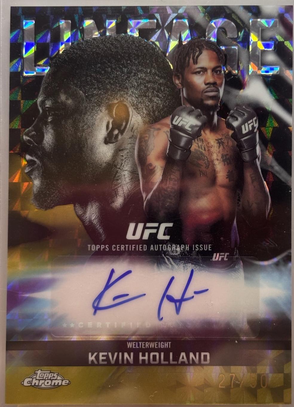 Kevin Holland 2026 Topps Chrome UFC Chrome Lineage Autographs #CCA-KH Gold Geometric Refractor