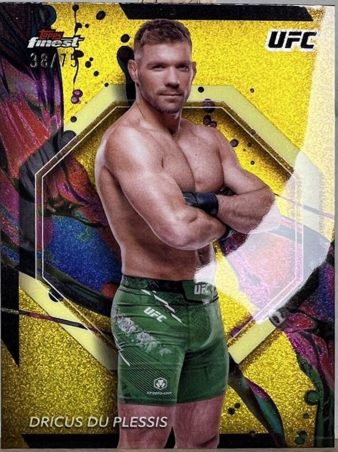 Dricus Du Plessis 2024 Topps Finest UFC Base Common #1 Yellow Glitter Refractor
