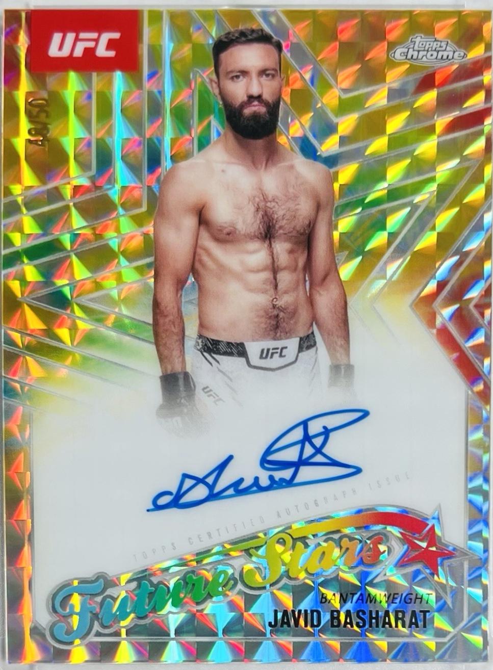 Javid Basharat 2025 Topps Chrome UFC Future Stars Autographs #FSA-JB Geometric Gold Refractor
