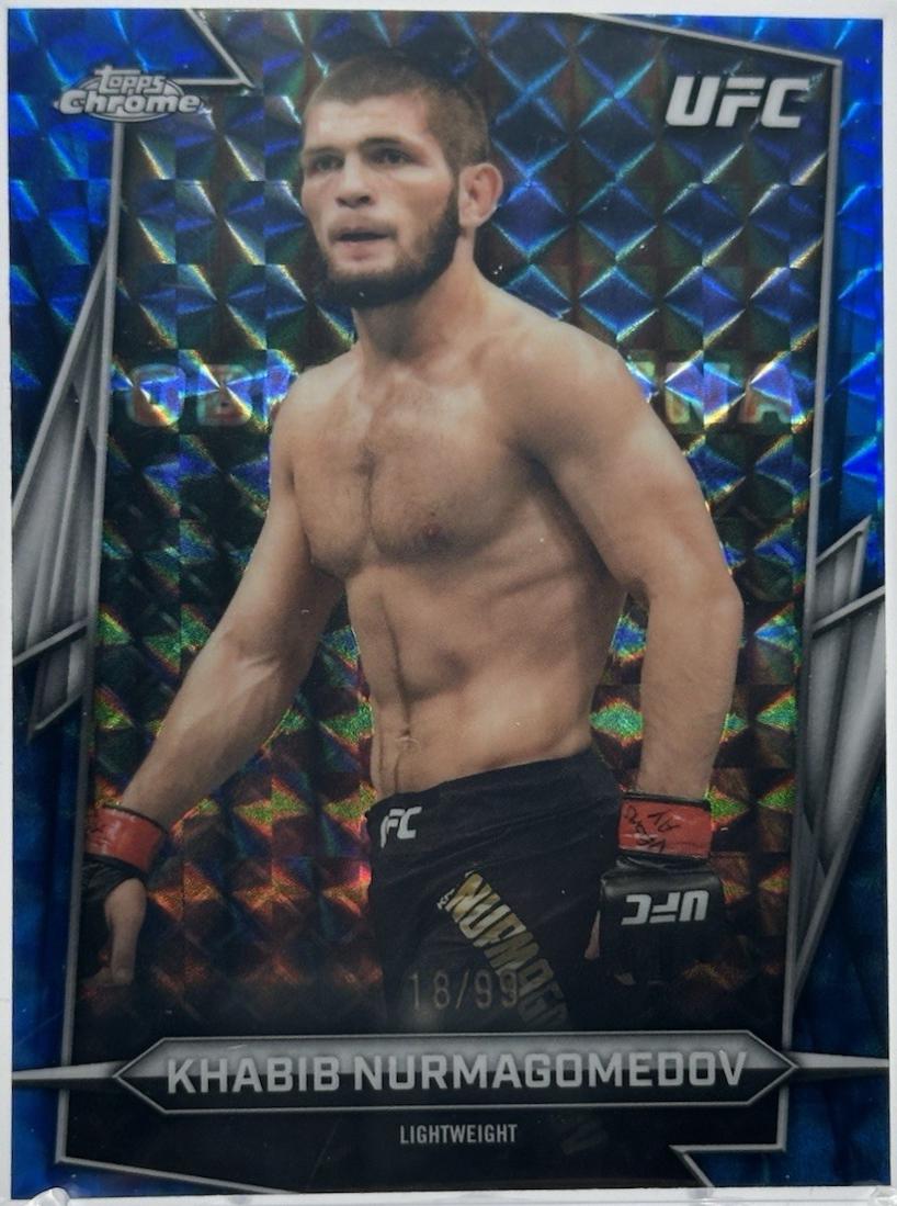 Khabib Nurmagomedov 2026 Topps Chrome UFC Base #140 Blue Geometric Refractor