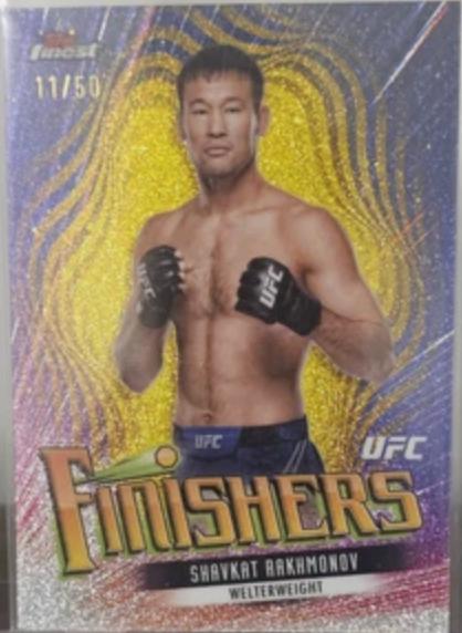 Shavkat Rakhmonov 2024 Topps Finest UFC Finishers #FIN-12 Yellow Glitter Refractor