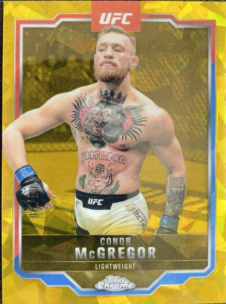 Conor McGregor 2025 Topps Chrome Sapphire UFC Base Sapphire #101 Gold Sapphire