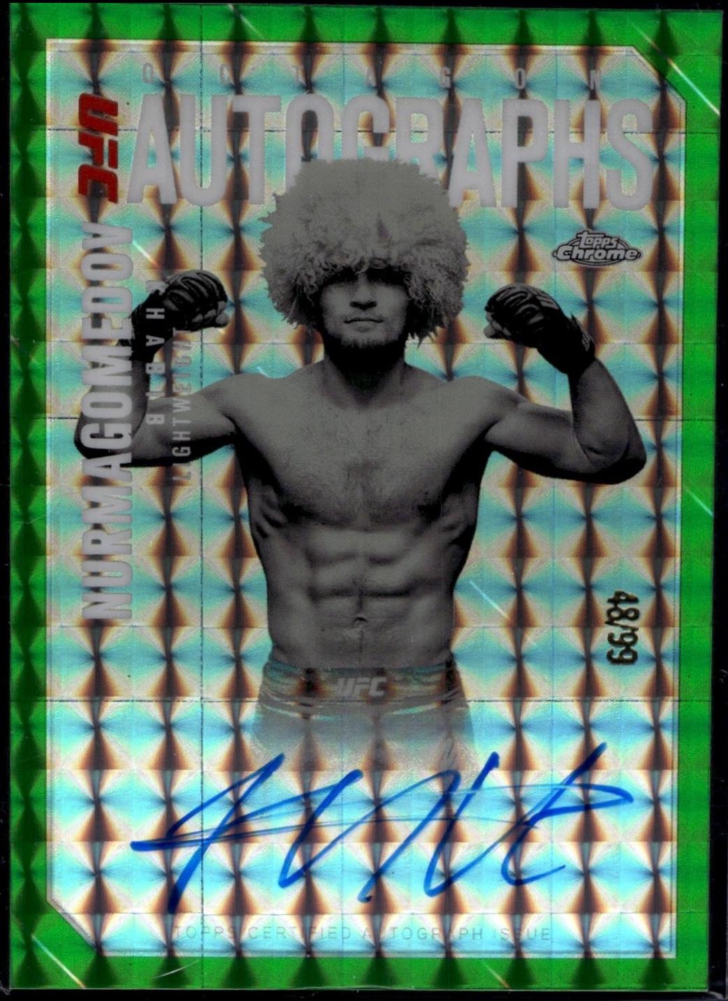 Khabib Nurmagomedov 2025 Topps Chrome UFC Octagon Legends Autographs #OLA-KN Green Refractor