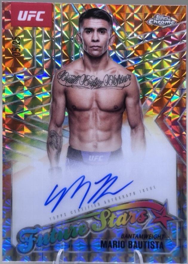 Mario Bautista 2025 Topps Chrome UFC Future Stars Autographs #FSA-MB Geometric Orange Refractor