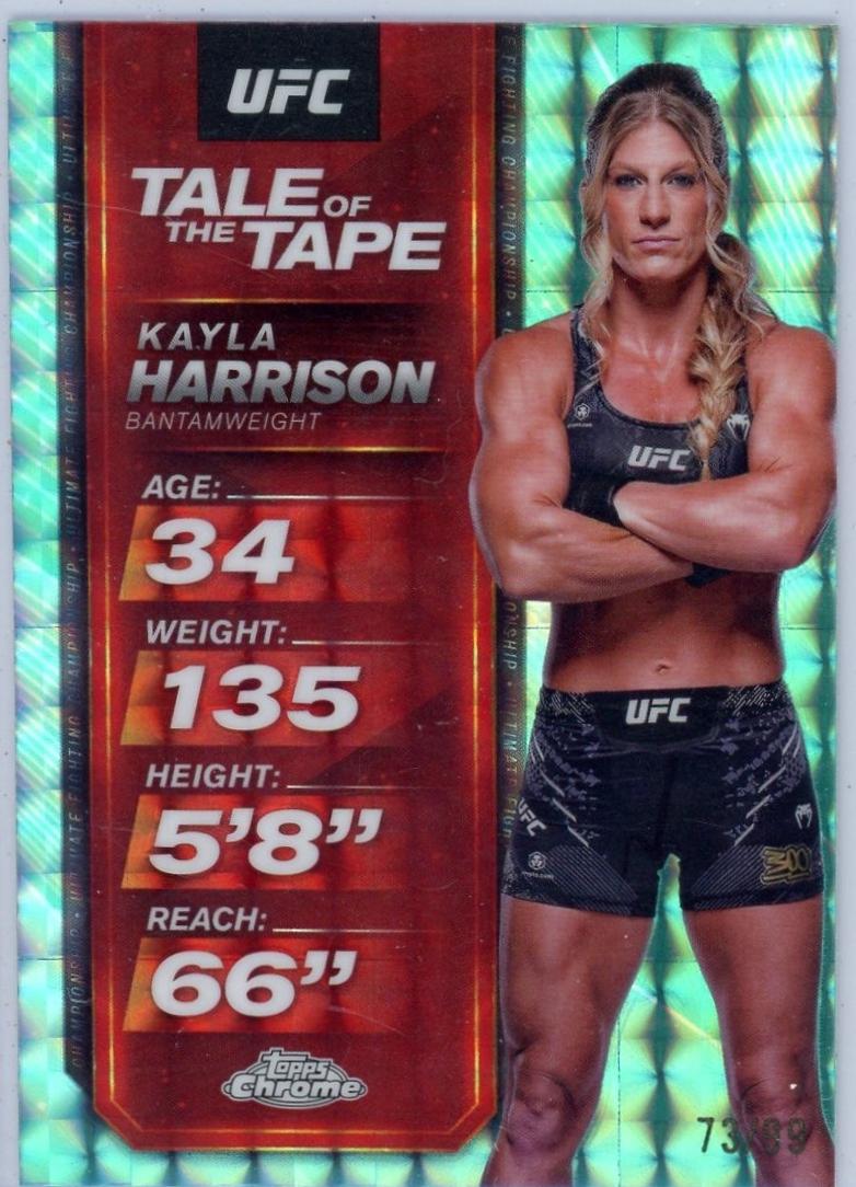 Kayla Harrison 2025 Topps Chrome UFC Tale of the Tape #TTT-7 Geometric Aqua Refractor
