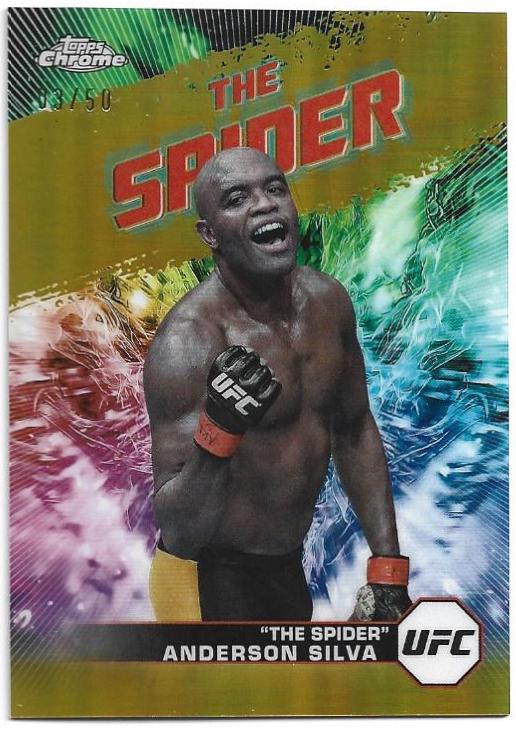 Anderson Silva 2024 Topps Chrome UFC Base #17 Gold Refractor