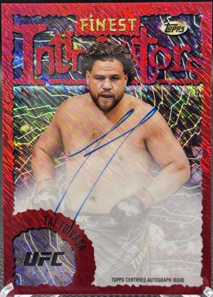 Tai Tuivasa 2024 Topps Finest UFC Intimidators Autographs #IA-TTA Red Shimmer Refractor