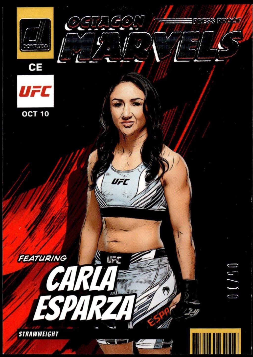 Carla Esparza 2023 Panini Donruss UFC Octagon Marvels #4 Press Proof Black
