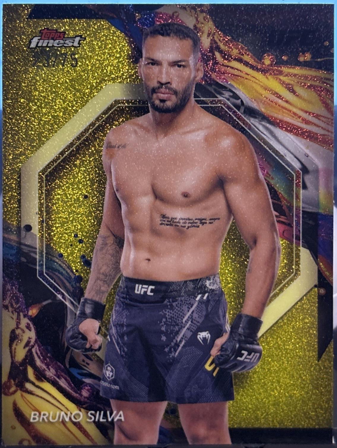 Bruno Silva 2024 Topps Finest UFC Base Uncommon #157 Yellow Glitter Refractor