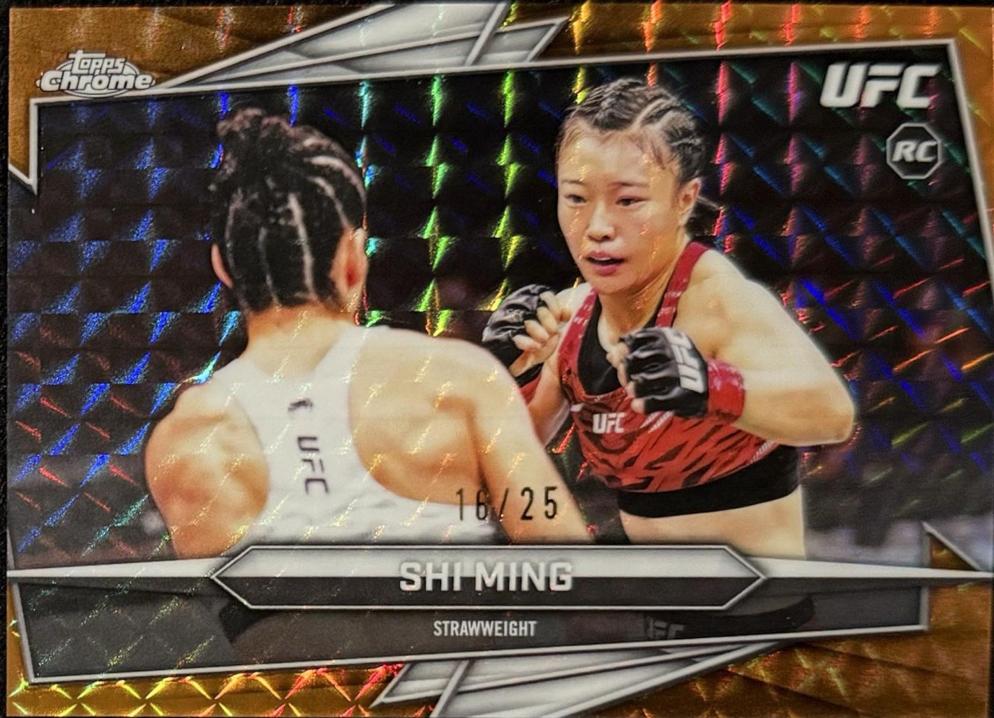 Shi Ming 2026 Topps Chrome UFC Base #129 Orange Geometric Refractor