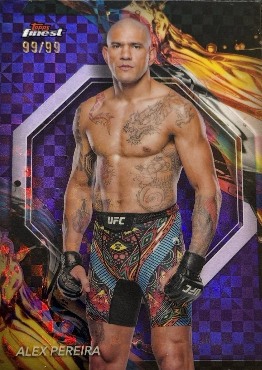 Alex Pereira 2024 Topps Finest UFC Base Uncommon #101 Purple Checkerboard Refractor