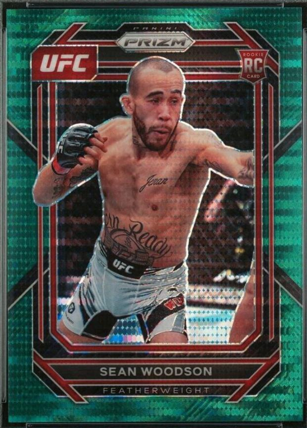 Sean Woodson 2023 Panini Prizm UFC Base #166 Green Pulsar