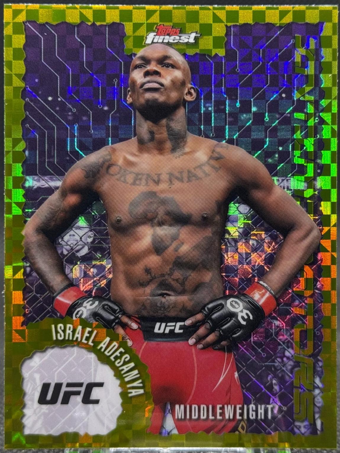 Israel Adesanya 2025 Topps Finest UFC Intimidators #IT-19 Checkerboard Refractor