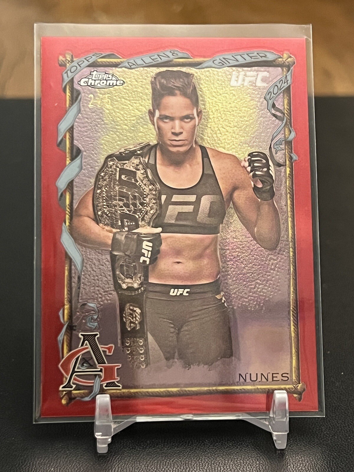 Amanda Nunes 2024 Topps Chrome UFC Allen & Ginter #AAG-8 Red Refractor