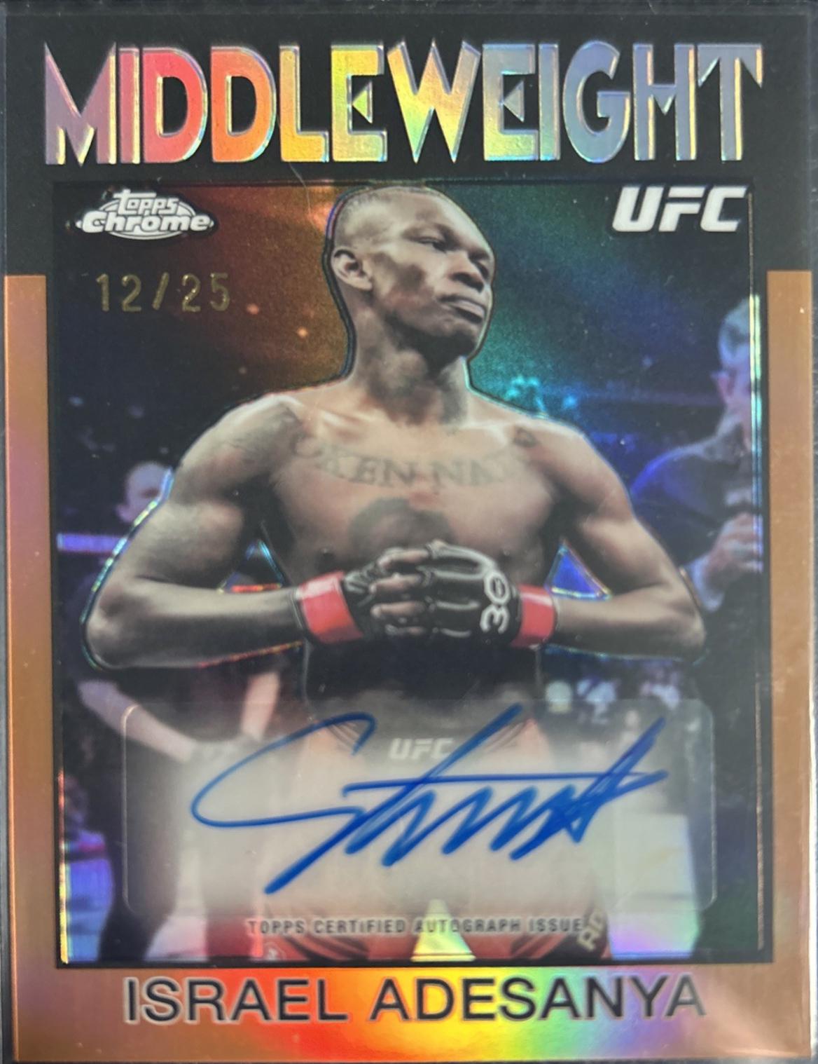 Israel Adesanya 2026 Topps Chrome UFC 1986 Topps Signatures #86S-IA Orange Geometric Refractor