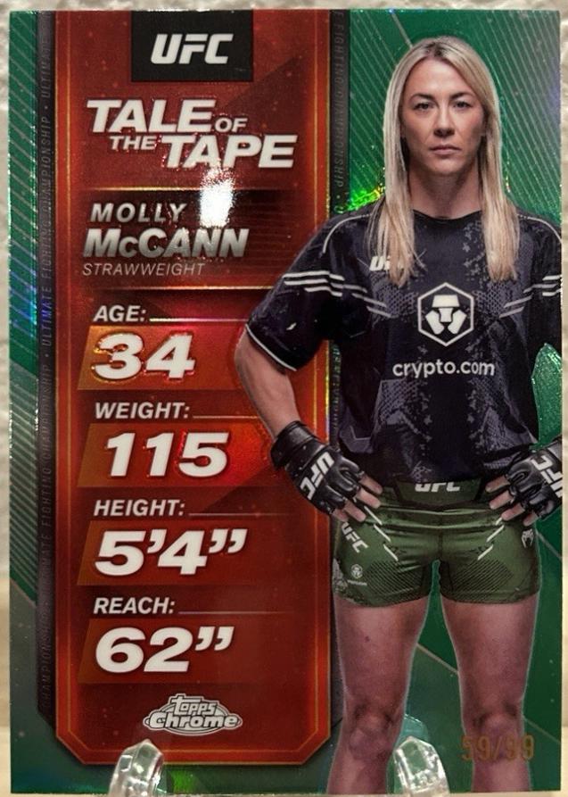 Molly McCann 2025 Topps Chrome UFC Tale of the Tape #TTT-24 Green Refractor