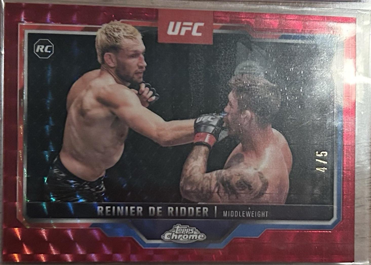 Reinier de Ridder 2025 Topps Chrome Sapphire UFC Base Sapphire #185 Padparadscha Sapphire
