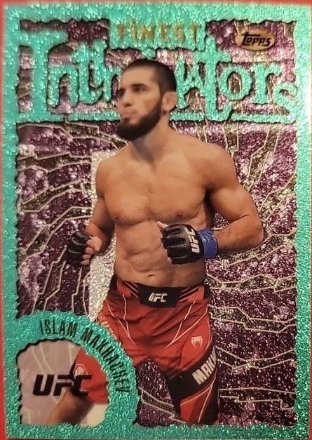 Islam Makhachev 2024 Topps Finest UFC Intimidators #INT-23 Aqua Glitter Refractor