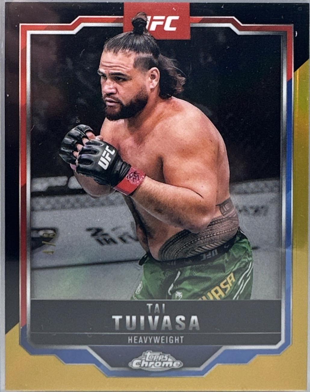 Tai Tuivasa 2025 Topps Chrome UFC Base #53 Black & Gold Refractor