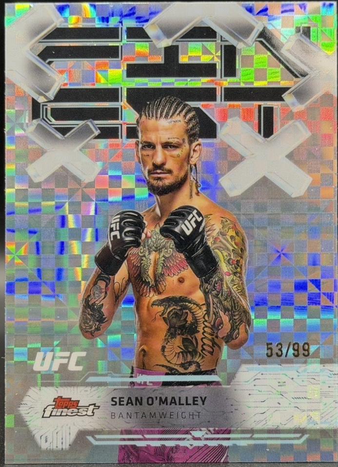 Sean O'Malley 2025 Topps Finest UFC Base Common #15 Blue Checkerboard Refractor