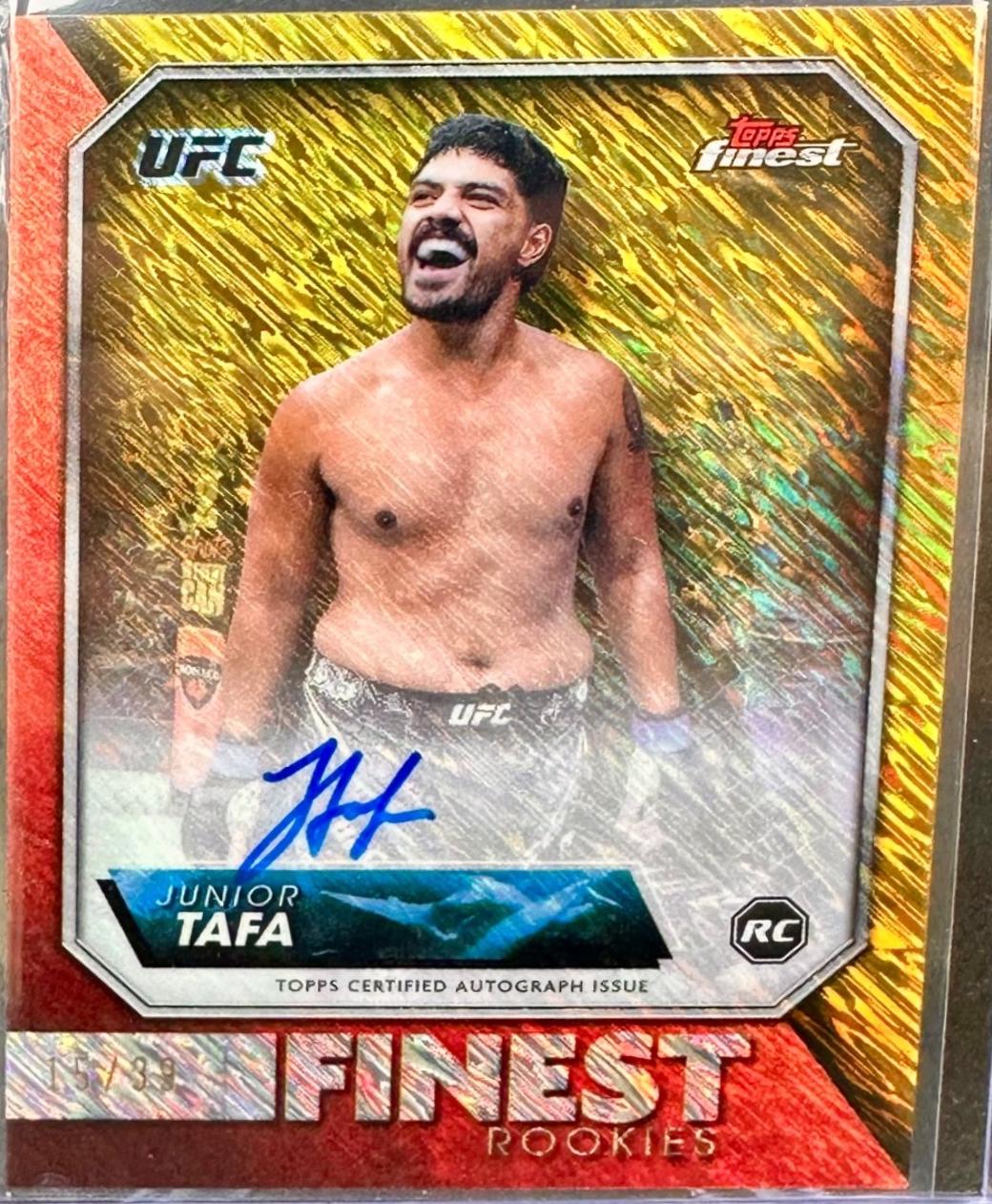 Junior Tafa 2024 Topps Finest UFC Rookie Finest Autographs #RFA-JT Gold Shimmer Refractor