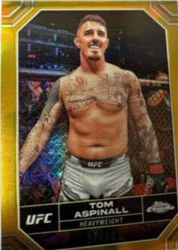 Tom Aspinall 2024 Topps Chrome UFC Base #187 Gold Refractor