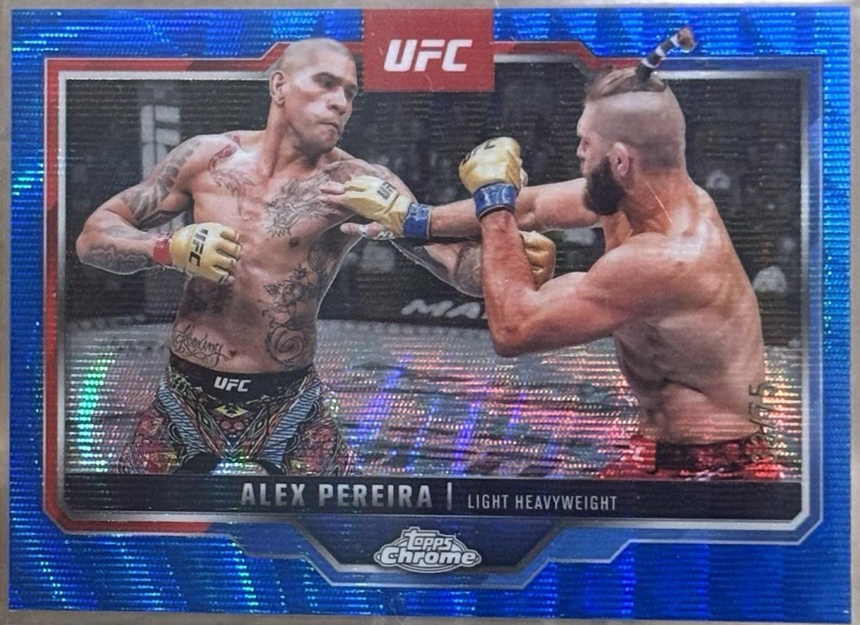 Alex Pereira 2025 Topps Chrome UFC Base #2 Blue Wave Refractor