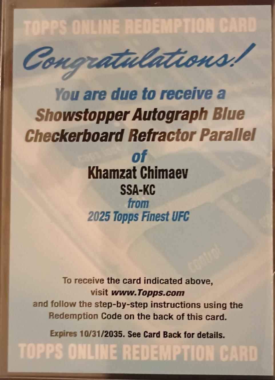 Khamzat Chimaev 2025 Topps Finest UFC Showstopper Autographs #SSA-KC Blue Checkerboard Refractor