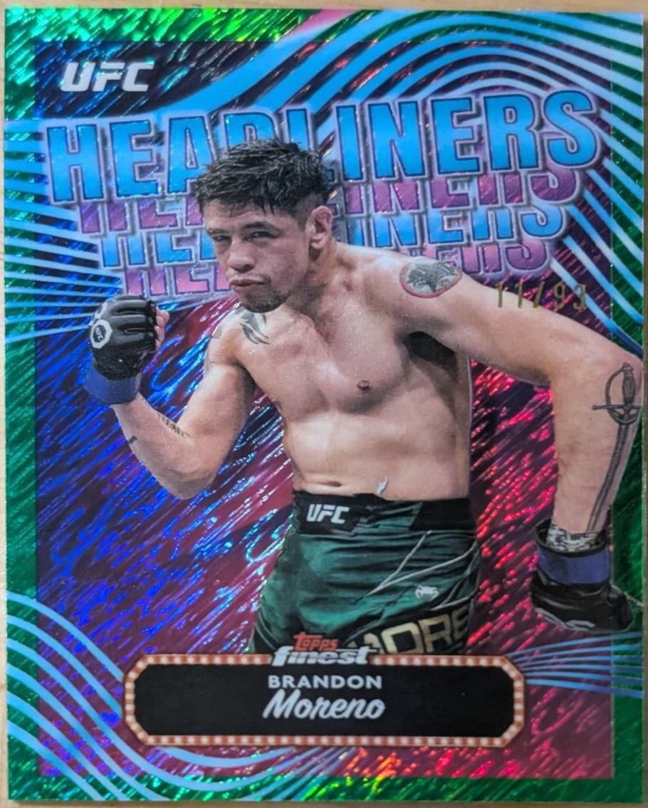 Brandon Moreno 2024 Topps Finest UFC Headliners #HDL-10 Green Shimmer Refractor
