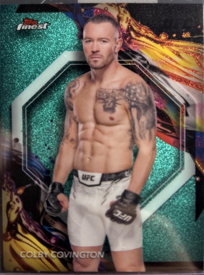 Colby Covington 2024 Topps Finest UFC Base Uncommon #107 Tangerine Glitter Refractor