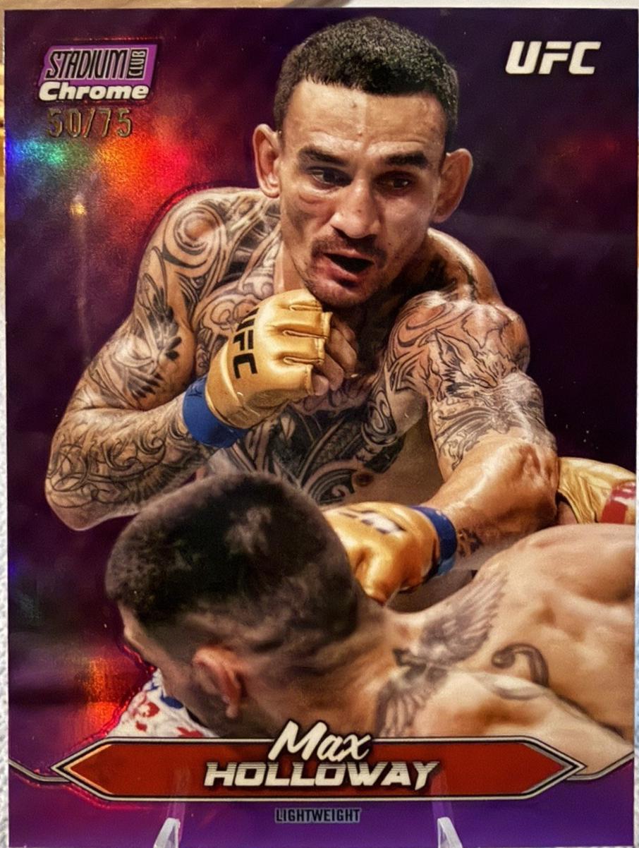 Max Holloway 2025 Topps Stadium Club UFC Base Chrome #C-10 Purple Refractor