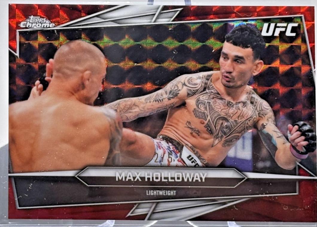Max Holloway 2026 Topps Chrome UFC Base #100 Red Geometric Refractor
