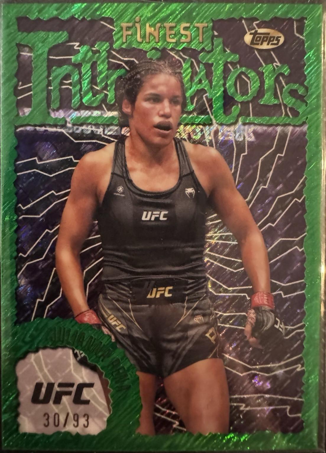 Julianna Peña 2024 Topps Finest UFC Intimidators #INT-19 Green Shimmer Refractor