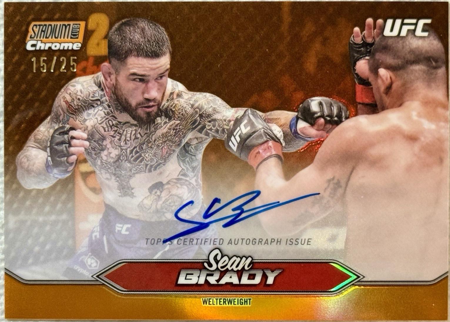 Sean Brady 2025 Topps Stadium Club UFC Chrome Autographs #CAS-SBY Orange