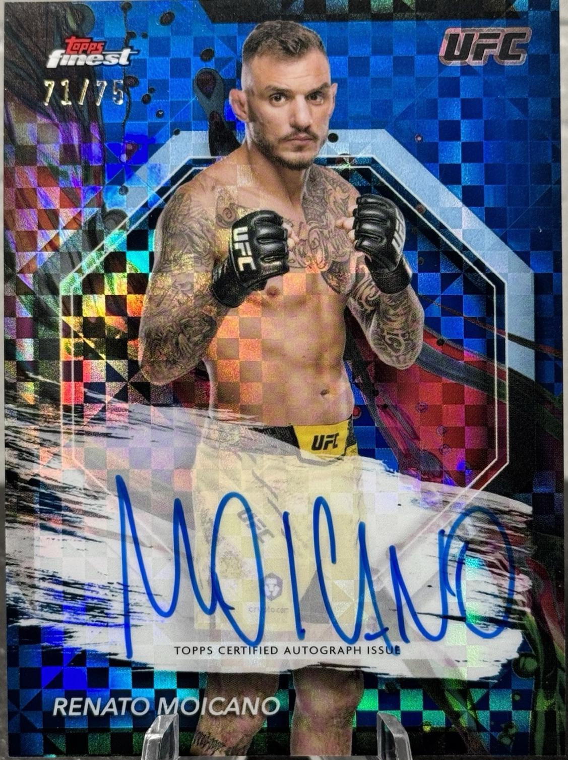 Renato Moicano 2024 Topps Finest UFC Finest Autographs #FA-RMO Blue Checkerboard Refractor