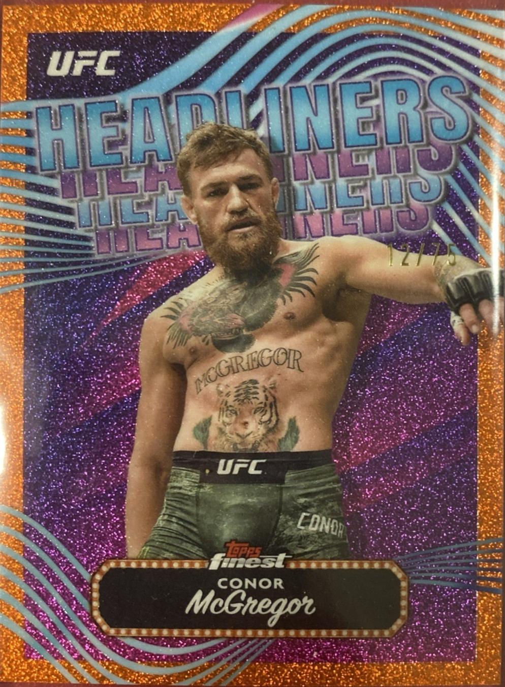 Conor McGregor 2024 Topps Finest UFC Headliners #HDL-5 Yellow Glitter Refractor