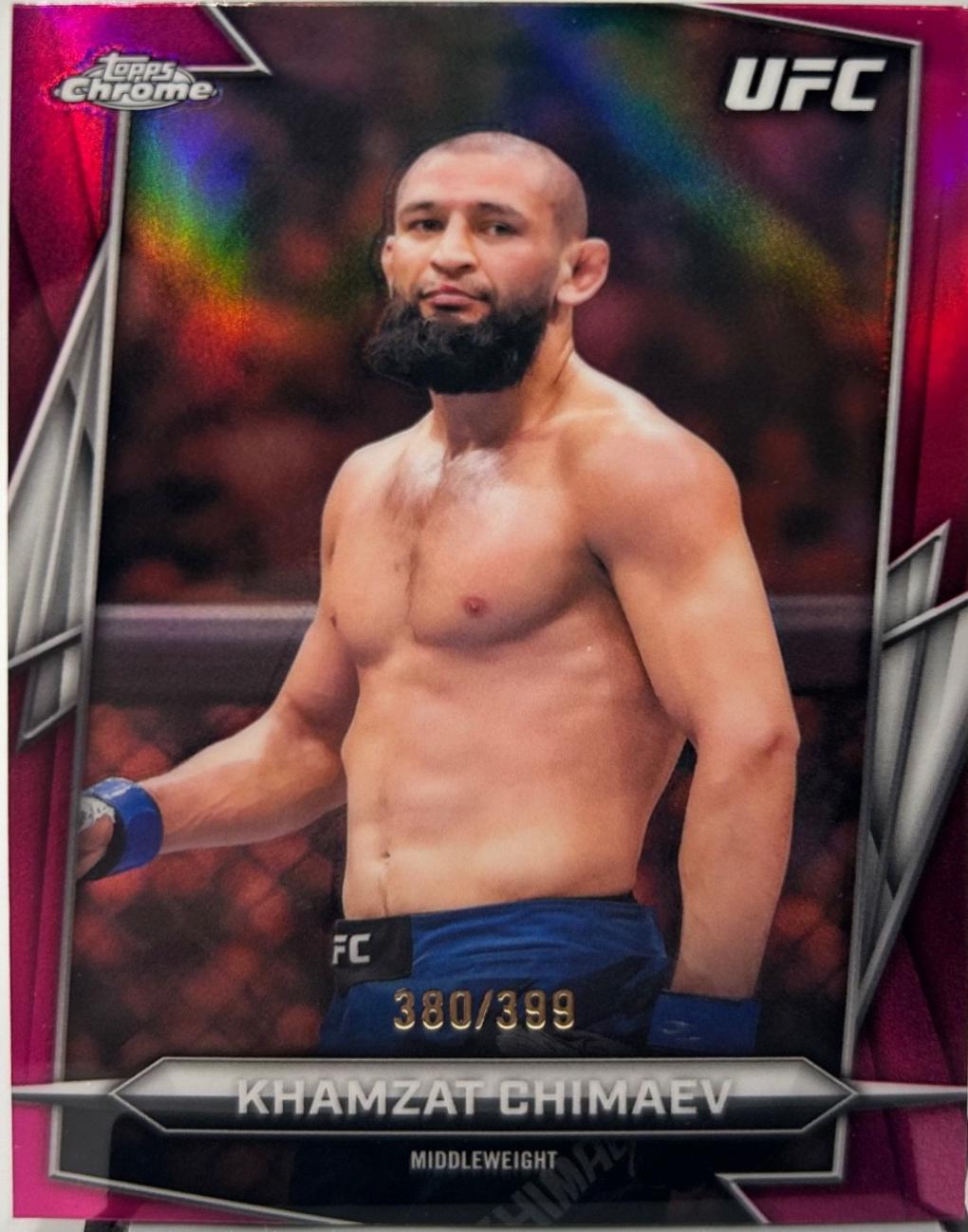 Khamzat Chimaev 2026 Topps Chrome UFC Base #125 Magenta Refractor