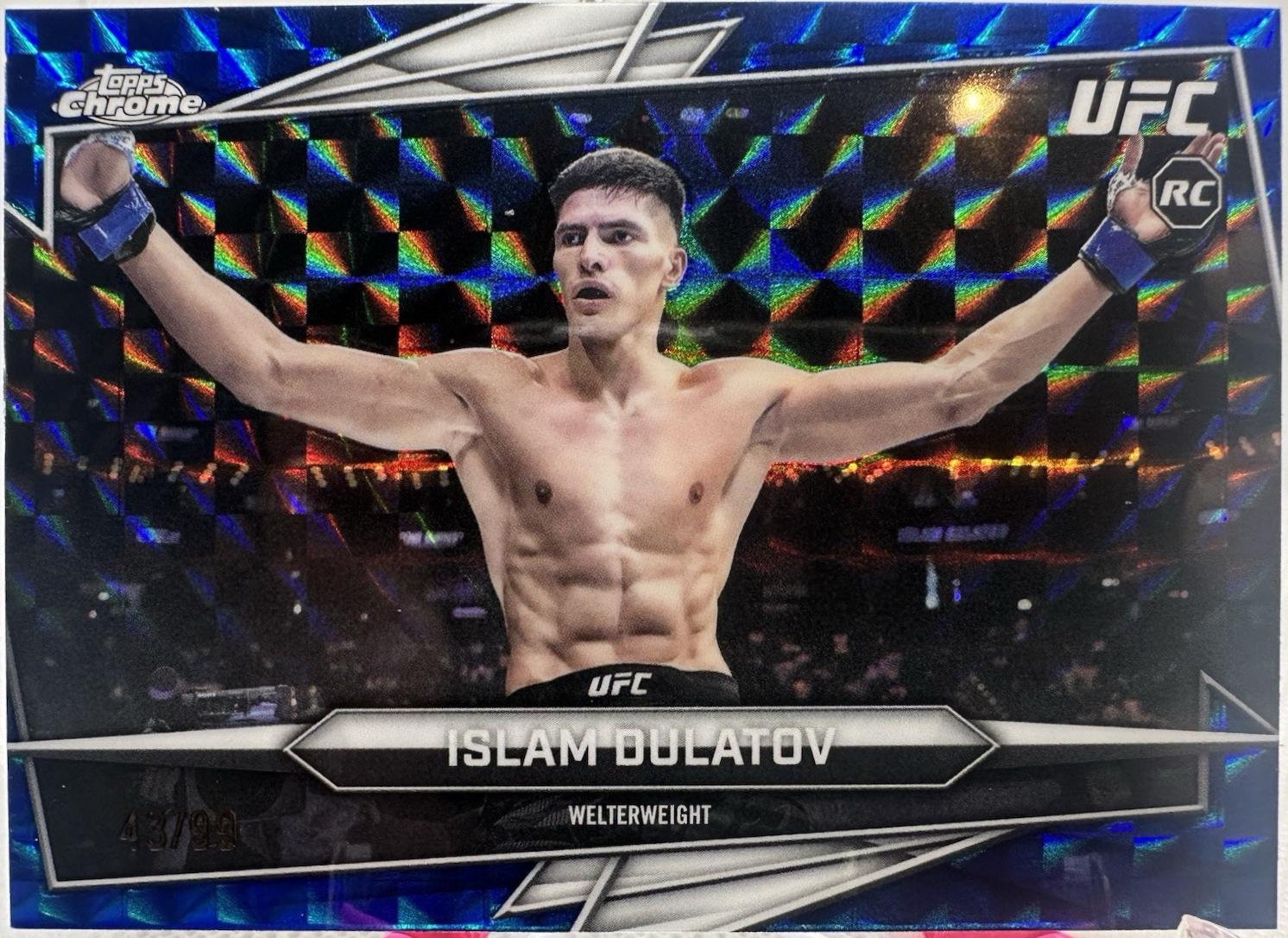 Islam Dulatov 2026 Topps Chrome UFC Base #24 Blue Geometric Refractor