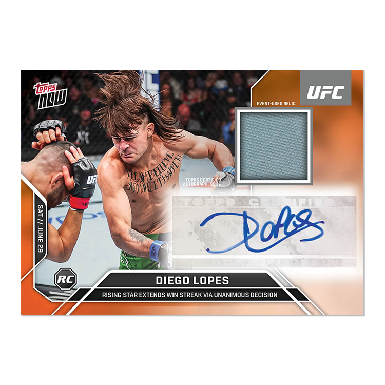 Diego Lopes Topps Now UFC Sticker Autograph Relics #13B Orange
