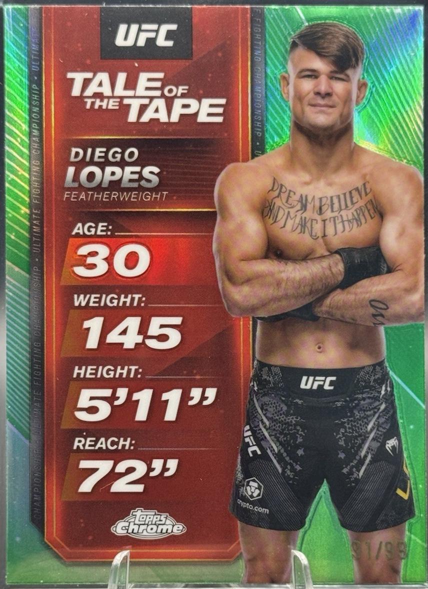 Diego Lopes 2025 Topps Chrome UFC Tale of the Tape #TTT-17 Green Refractor
