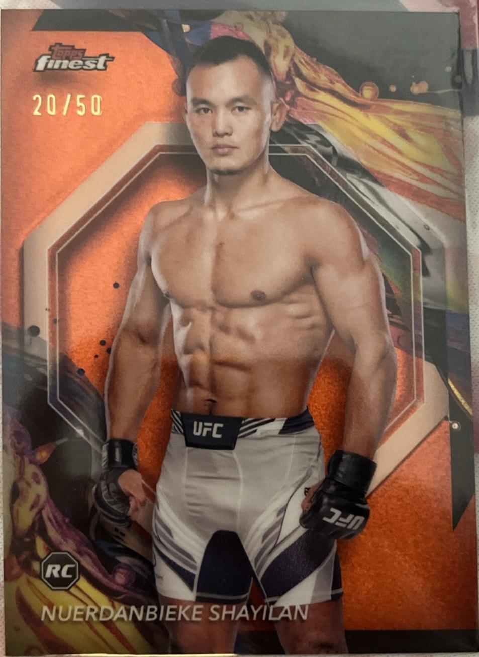 Shayilan Nuerdanbieke 2024 Topps Finest UFC Base Uncommon #178 Tangerine Glitter Refractor