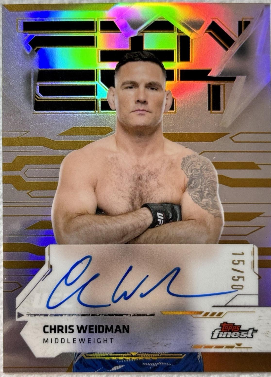 Chris Weidman 2025 Topps Finest UFC Finest Autographs #FA-CW Superfractor