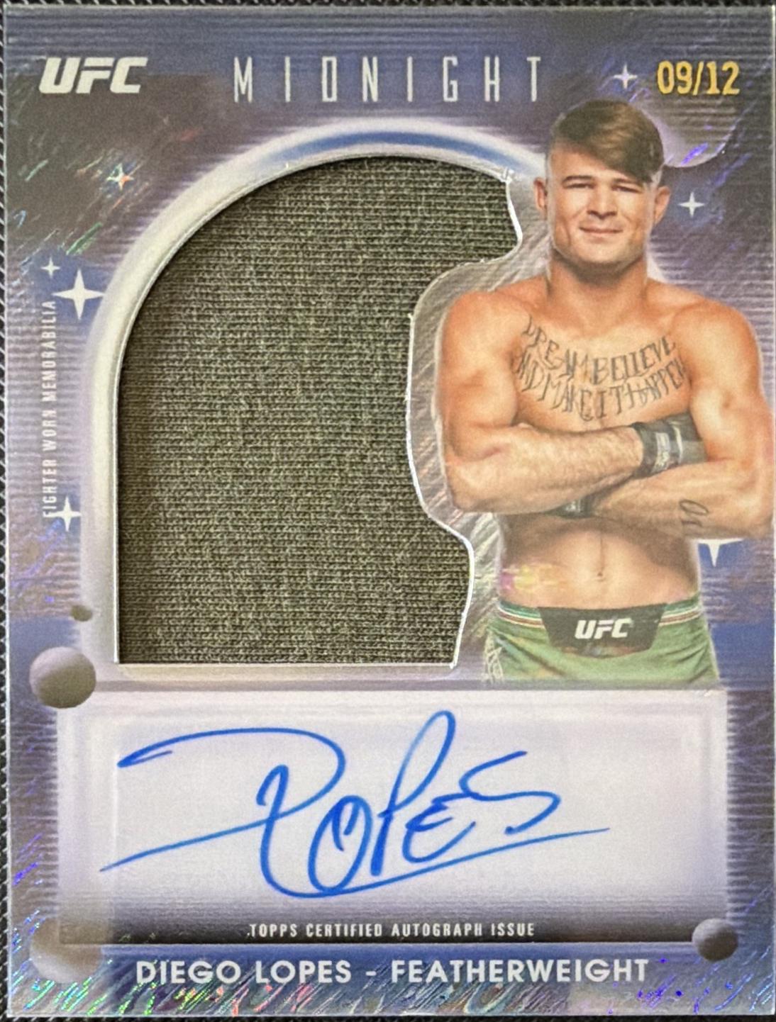 Diego Lopes 2025 Topps Midnight UFC Relic Autographs #VRA-DL Midnight