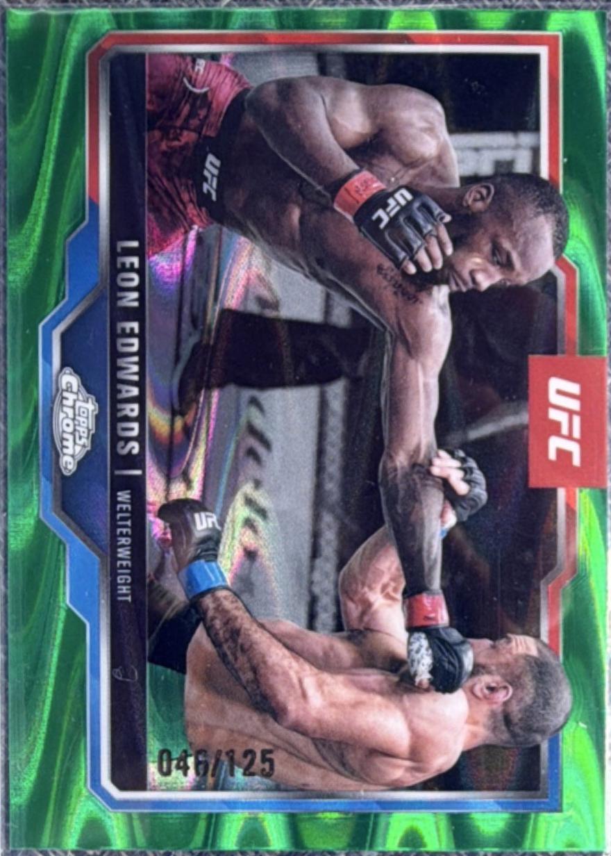 Leon Edwards 2025 Topps Chrome UFC Base #139 Green Wave
