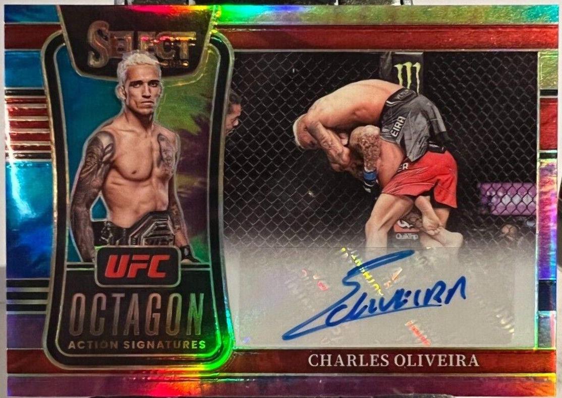 Charles Oliveira 2022 Panini Select UFC Octagon Action Signatures #11 Tie Dye