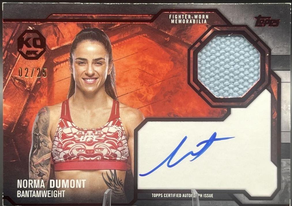 Norma Dumont 2025 Topps Knockout UFC Knockout Autograph Relics #KAR-ND Gold