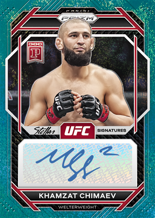 Khamzat Chimaev 2023 Panini Blockchain Prizm UFC — Physical Counterparts Stellar Signatures #UFC-KC Aqua