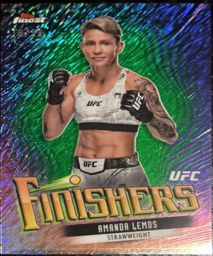 Amanda Lemos 2024 Topps Finest UFC Finishers #FIN-14 Green Shimmer Refractor