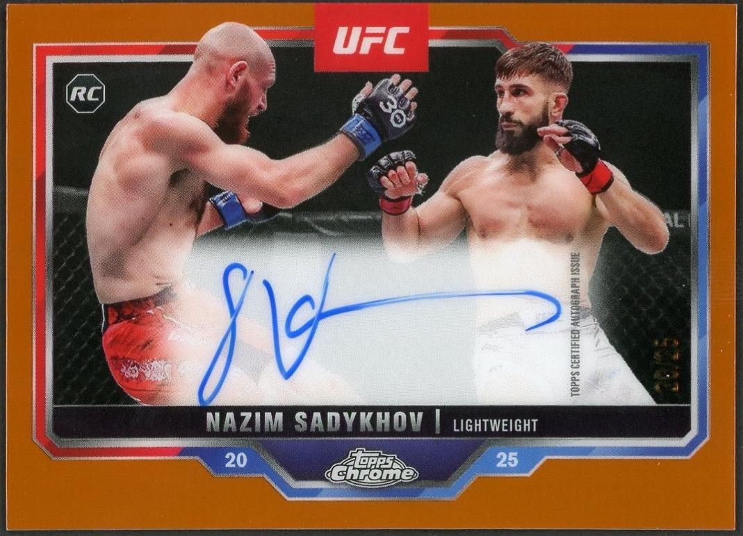 Nazim Sadykhov 2025 Topps Chrome UFC Chrome Rookie Autographs #CRA-NS Orange Refractor