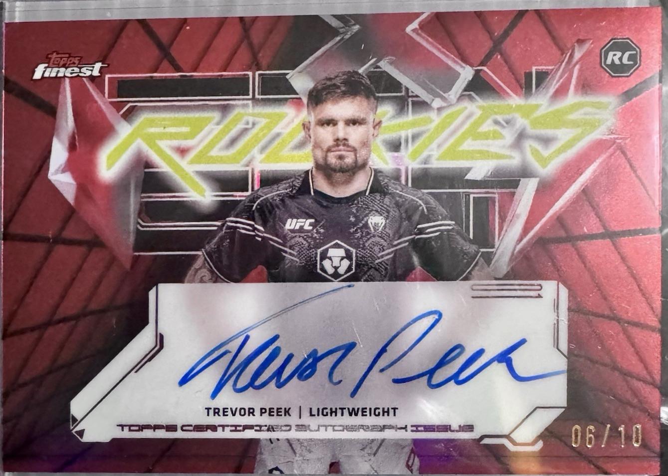 Trevor Peek 2025 Topps Finest UFC Finest Rookie Autographs #FRA-TP Red Black Vapor Refractor